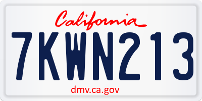 CA license plate 7KWN213
