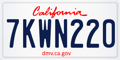 CA license plate 7KWN220