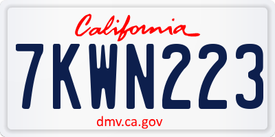 CA license plate 7KWN223