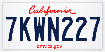 CA license plate 7KWN227