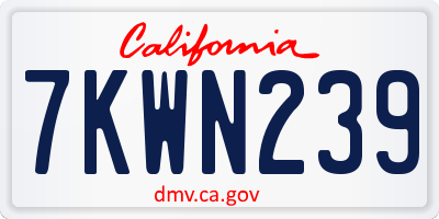 CA license plate 7KWN239