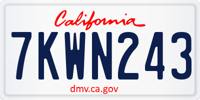 CA license plate 7KWN243