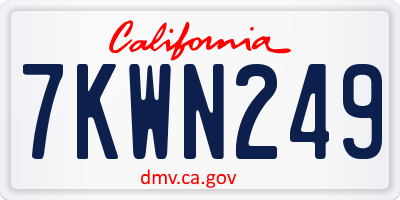 CA license plate 7KWN249