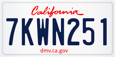 CA license plate 7KWN251