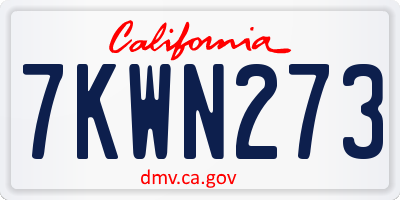 CA license plate 7KWN273