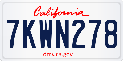 CA license plate 7KWN278