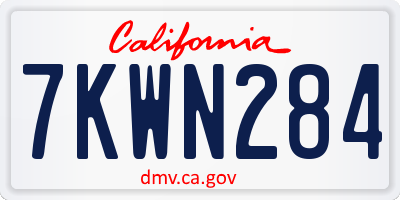 CA license plate 7KWN284