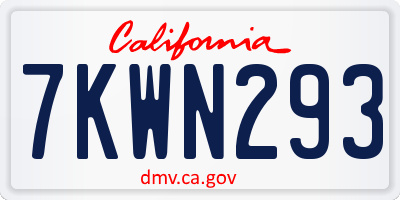 CA license plate 7KWN293