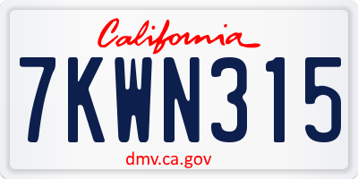 CA license plate 7KWN315