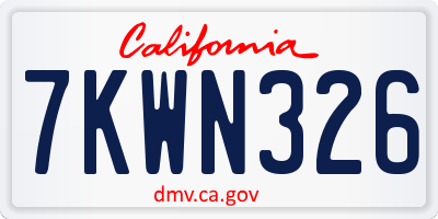 CA license plate 7KWN326