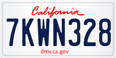 CA license plate 7KWN328