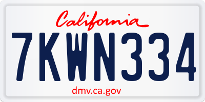 CA license plate 7KWN334