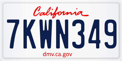 CA license plate 7KWN349