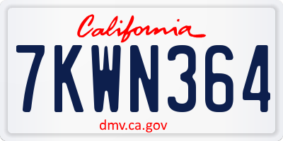 CA license plate 7KWN364