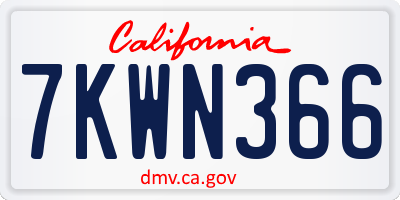 CA license plate 7KWN366