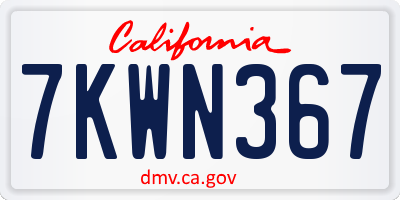 CA license plate 7KWN367
