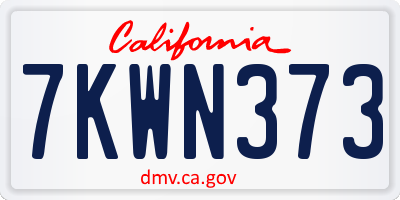 CA license plate 7KWN373
