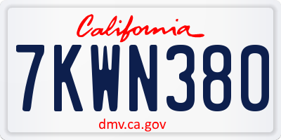 CA license plate 7KWN380