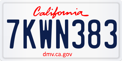 CA license plate 7KWN383