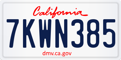 CA license plate 7KWN385