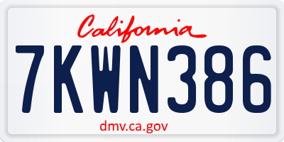 CA license plate 7KWN386