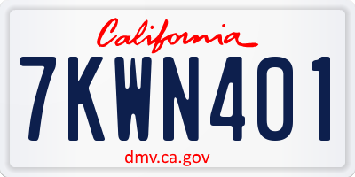 CA license plate 7KWN401