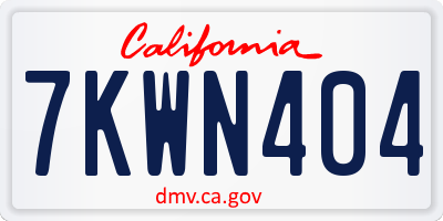 CA license plate 7KWN404