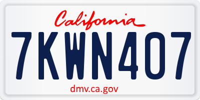 CA license plate 7KWN407