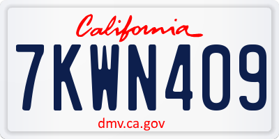 CA license plate 7KWN409
