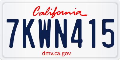 CA license plate 7KWN415