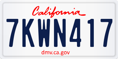CA license plate 7KWN417