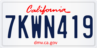 CA license plate 7KWN419