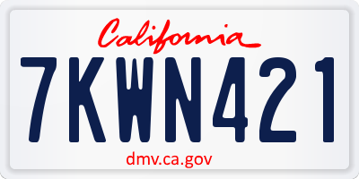 CA license plate 7KWN421