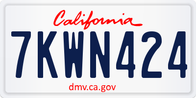 CA license plate 7KWN424