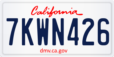 CA license plate 7KWN426