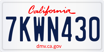 CA license plate 7KWN430