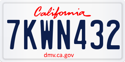 CA license plate 7KWN432