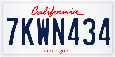 CA license plate 7KWN434