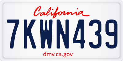CA license plate 7KWN439
