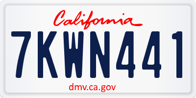 CA license plate 7KWN441