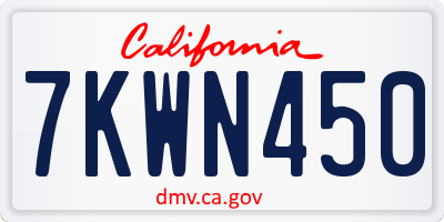 CA license plate 7KWN450