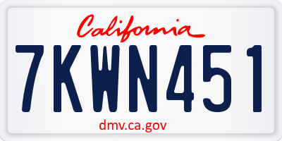 CA license plate 7KWN451