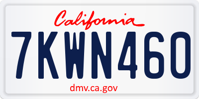 CA license plate 7KWN460