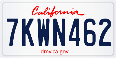 CA license plate 7KWN462