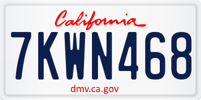 CA license plate 7KWN468
