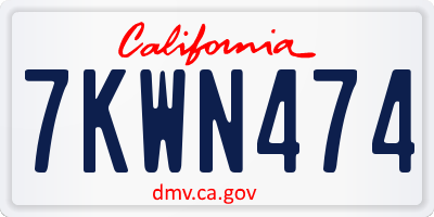 CA license plate 7KWN474