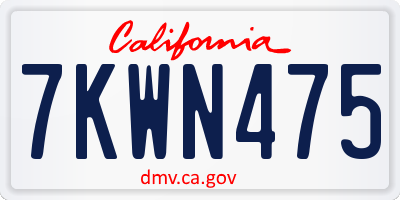 CA license plate 7KWN475