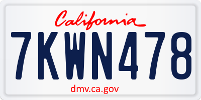 CA license plate 7KWN478