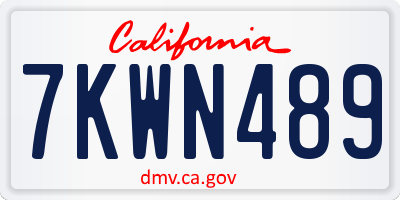 CA license plate 7KWN489