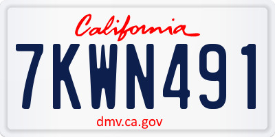 CA license plate 7KWN491